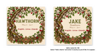 Hawthorn Celtic Tree Zodiac coaster shown in standard and personalized versions.